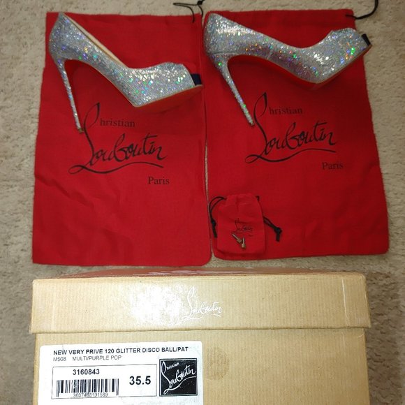 Christian Louboutin NEW VERY PRIVE 120 GLITTER DISCO BALL heels 35.5 like new - Picture 16 of 16